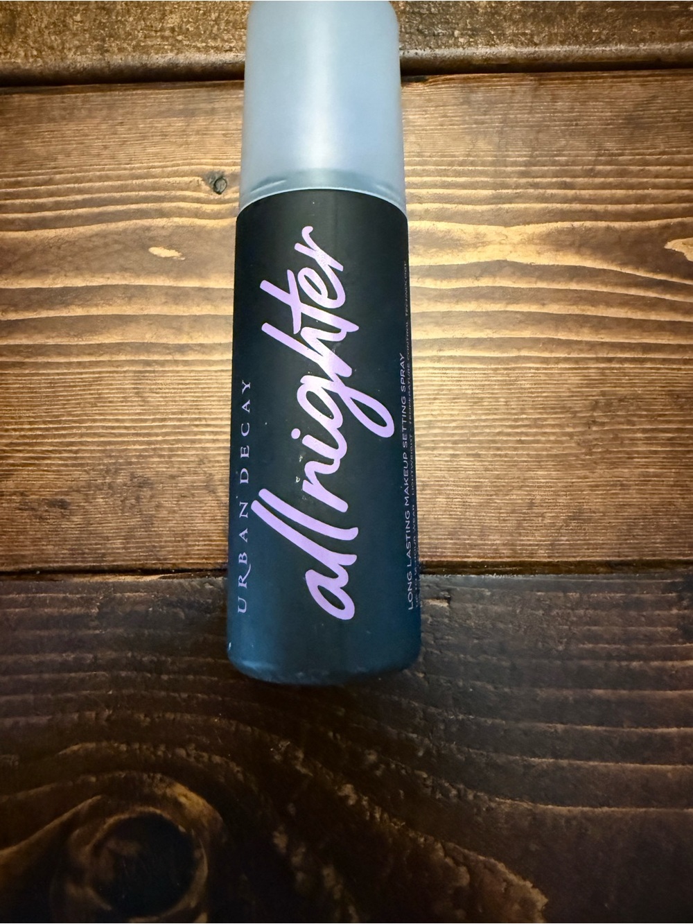 Urban Decay Long-Lasting Setting Spray in Black with Pink Script